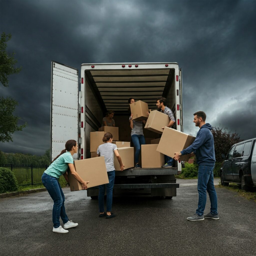 Picture of a family loading a moving van